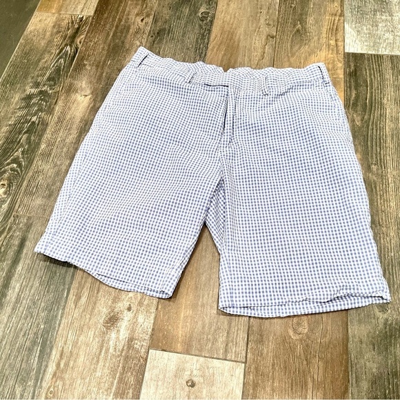 Polo Ralph Lauren Men Sz 35 Waist Gingham Check Shorts 10" Inseam Light Blue - Picture 1 of 6